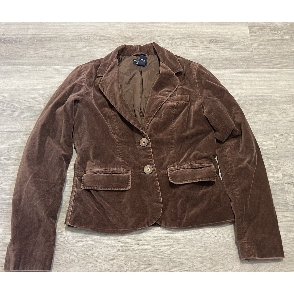 VTG Y2K American Eagle Blazer Jacket Women Size Small Velvet‎ Brown Preppy